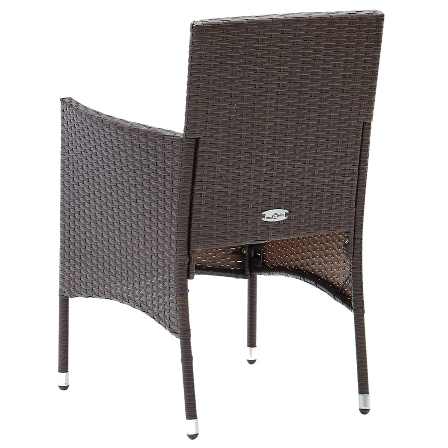 -Delige Tuinset Poly Rattan En Glas 5 Bruin
