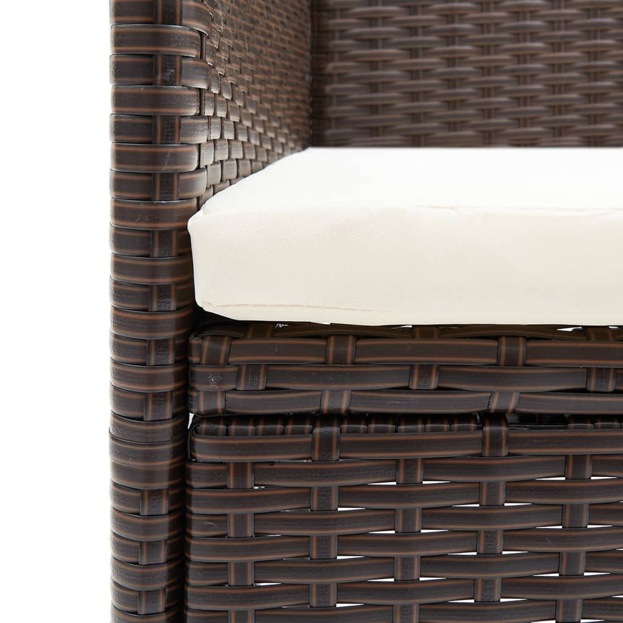 -Delige Tuinset Poly Rattan En Glas 5 Bruin