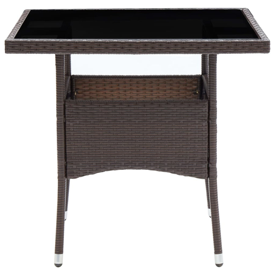 -Delige Tuinset Poly Rattan En Glas 5 Bruin