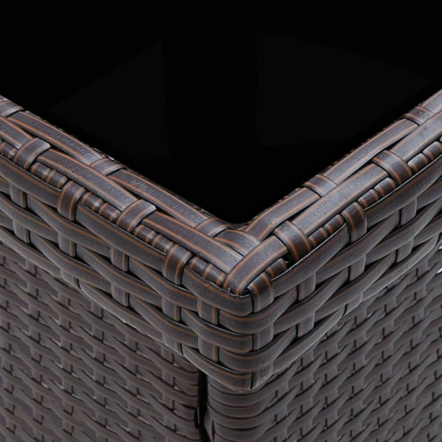 -Delige Tuinset Poly Rattan En Glas 5 Bruin