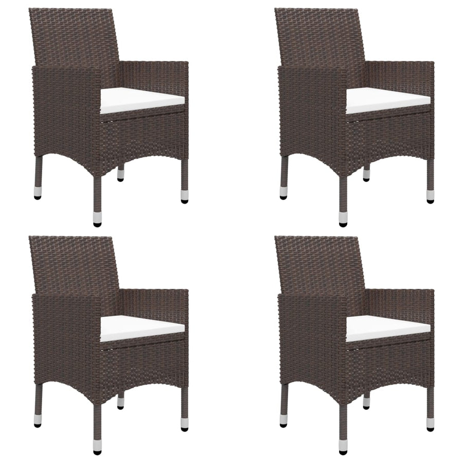 -Delige Tuinset Poly Rattan En Glas 5 Bruin