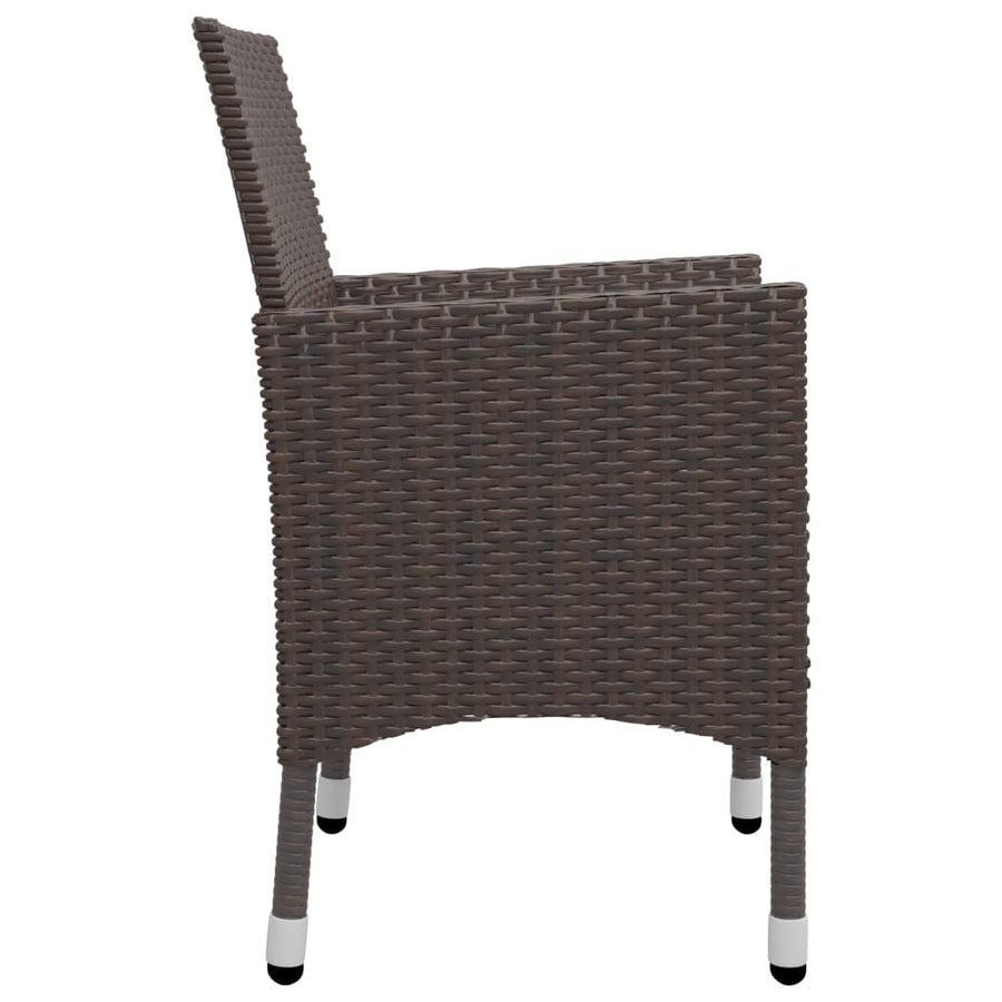 -Delige Tuinset Poly Rattan En Glas 5 Bruin