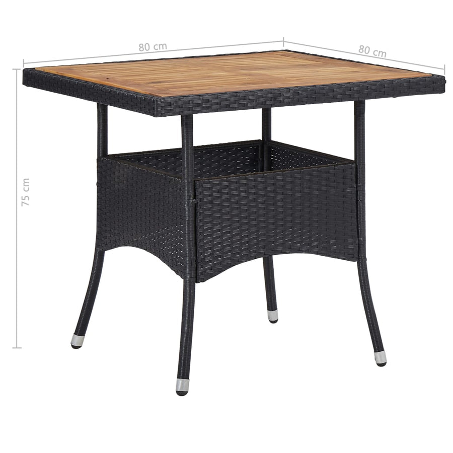 -Delige Tuinset Poly Rattan En Acaciahout 5 Zwart en bruin