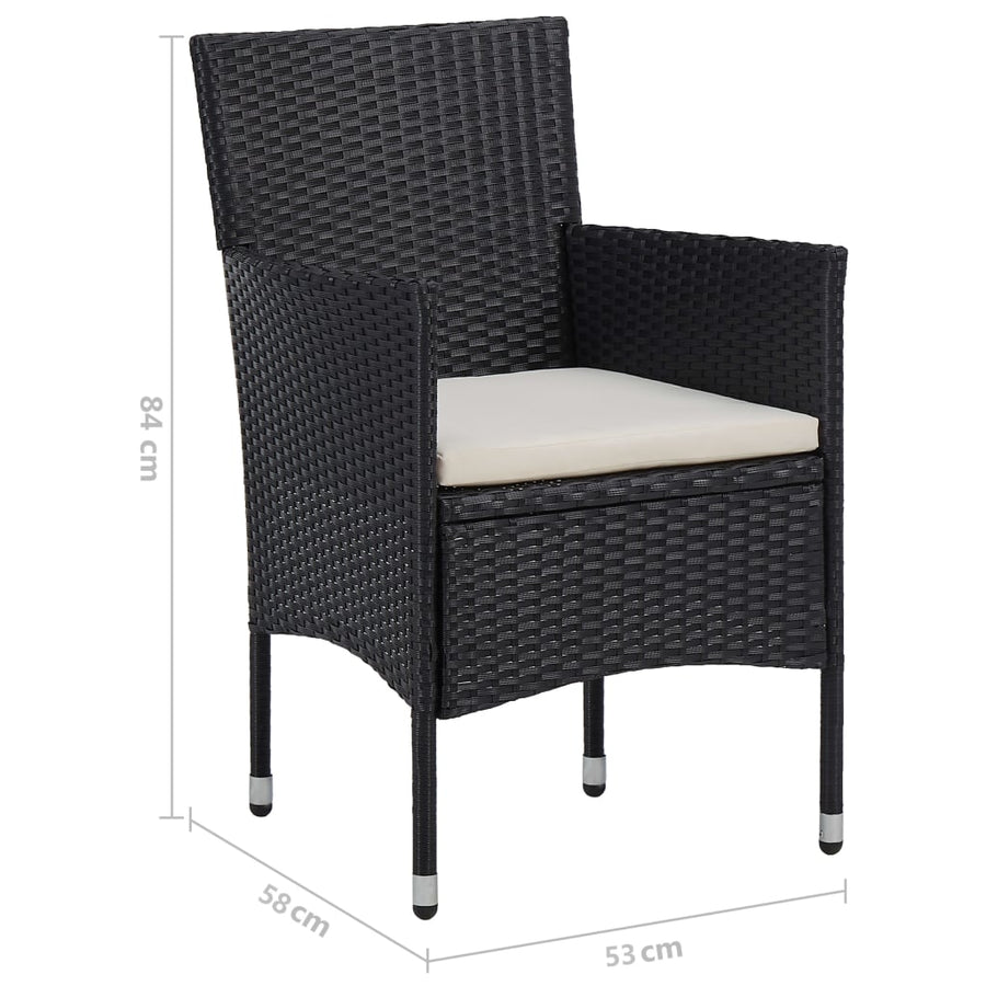-Delige Tuinset Poly Rattan En Acaciahout 5 Zwart en bruin