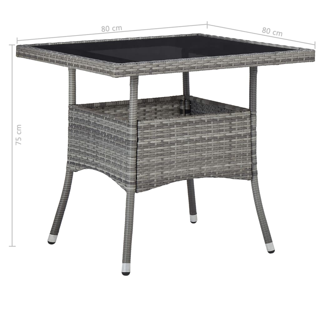 -Delige Tuinset Poly Rattan En Acaciahout 5 Grijs