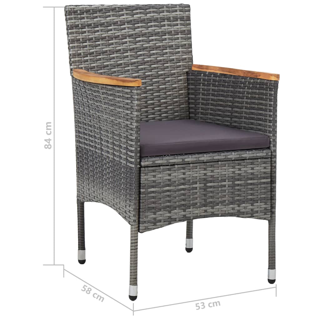 -Delige Tuinset Poly Rattan En Acaciahout 5 Grijs