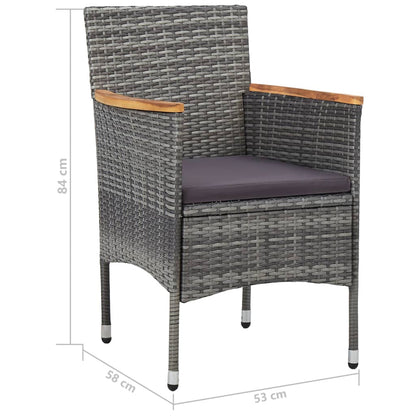 -Delige Tuinset Poly Rattan En Acaciahout 5 Grijs