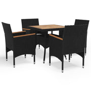 5-piece Garden Lounge Set with Poly Rattan and Acacia Wood Black
