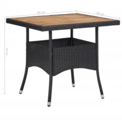 -Delige Tuinset Poly Rattan En Acaciahout 5 Zwart en bruin