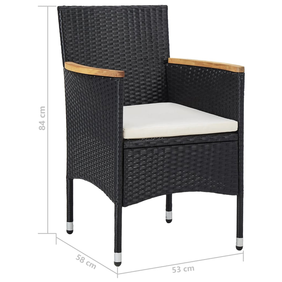 -Delige Tuinset Poly Rattan En Acaciahout 5 Zwart en bruin