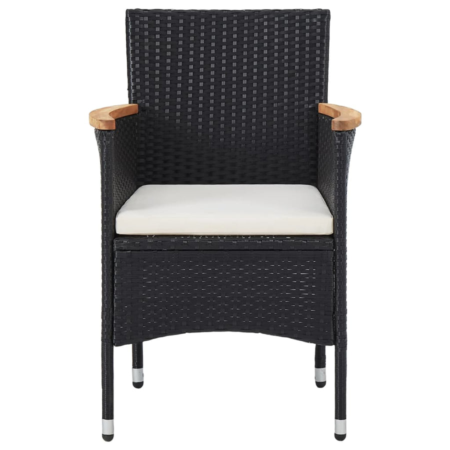 -Delige Tuinset Poly Rattan En Acaciahout 5 Zwart en bruin