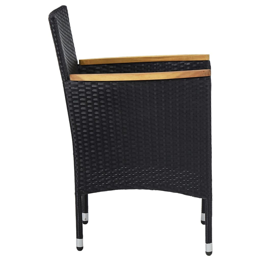 -Delige Tuinset Poly Rattan En Acaciahout 5 Zwart en bruin