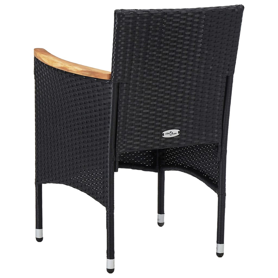 -Delige Tuinset Poly Rattan En Acaciahout 5 Zwart en bruin
