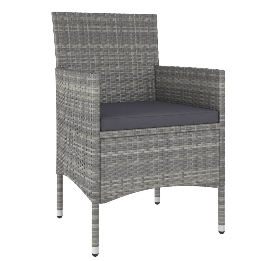 Tuinset poly rattan en gehard glas 80 x 80 x 75 cm Zwart en grijs