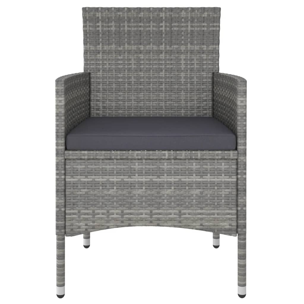 Tuinset poly rattan en gehard glas 80 x 80 x 75 cm Zwart en grijs