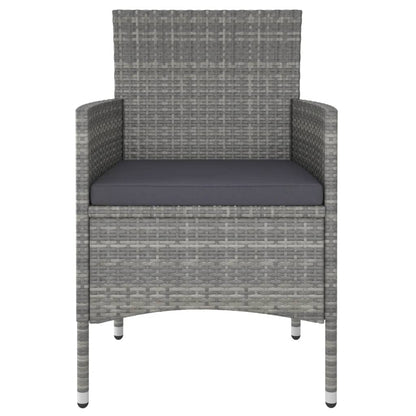 Tuinset poly rattan en gehard glas 80 x 80 x 75 cm Zwart en grijs