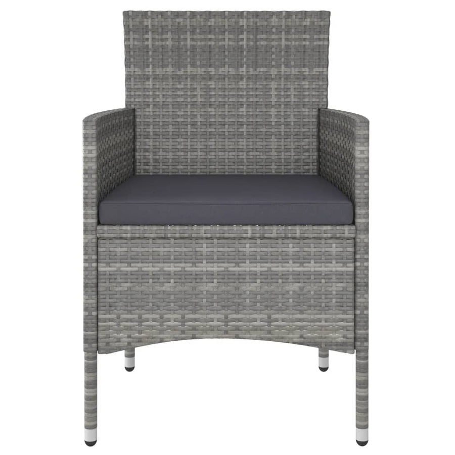 Tuinset poly rattan en gehard glas 80 x 80 x 75 cm Zwart en grijs