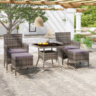 Tuinset poly rattan en gehard glas 80 x 80 x 75 cm Zwart en grijs