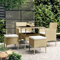 5-delige Loungeset poly rattan beige