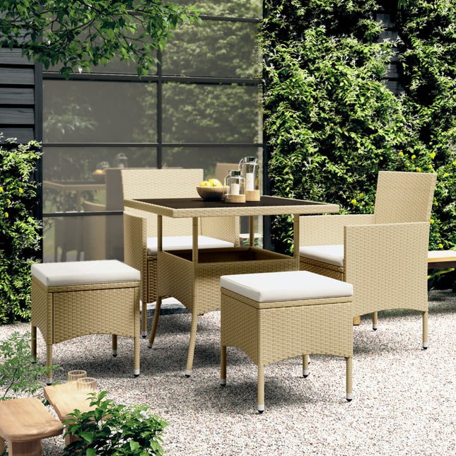 -Delige Loungeset Poly Rattan 5 Beige