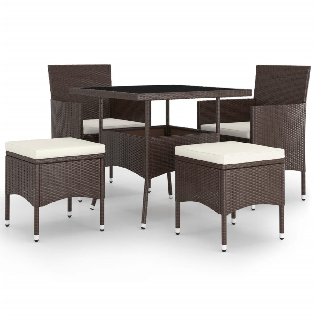Loungeset poly rattan 5 Bruin