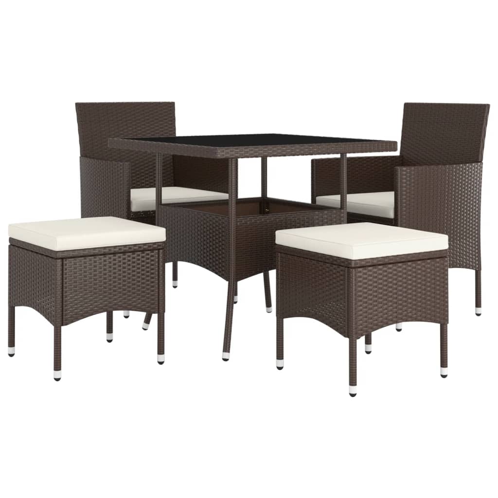 Loungeset poly rattan 5 Bruin