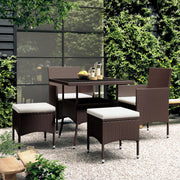 Loungeset poly rattan bruin 5-delig