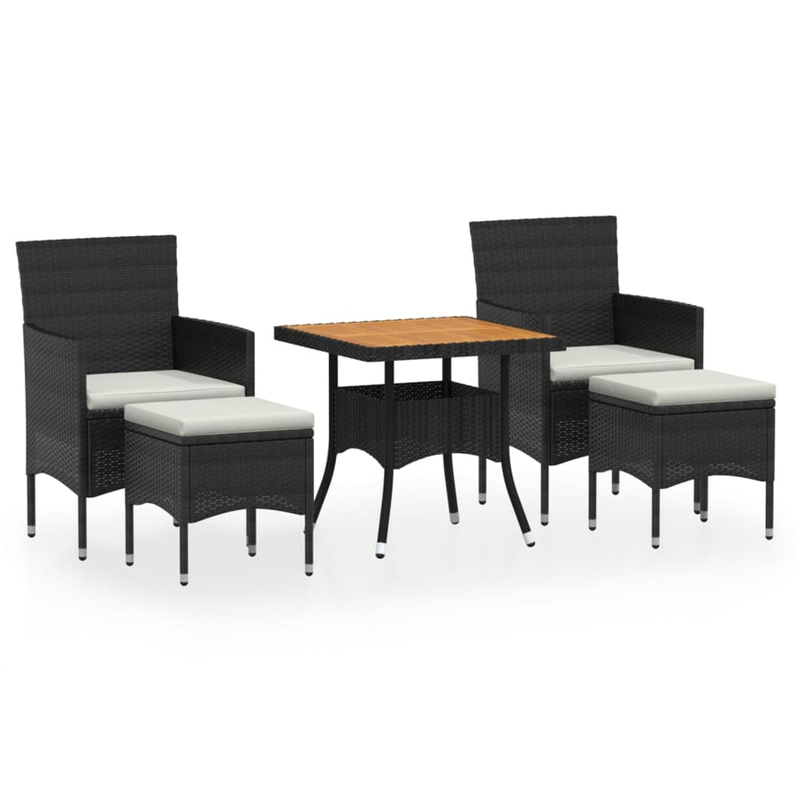 -Delige Tuinset Poly Rattan En Massief Acaciahout 80 x 80 x 75 cm Bruin en zwart