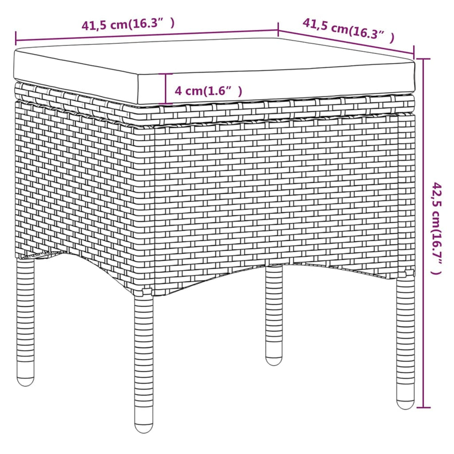-Delige Tuinset Poly Rattan En Massief Acaciahout 80 x 80 x 75 cm Bruin en zwart