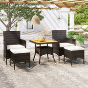 Tuinset 5-delig poly rattan acaciahout zwart