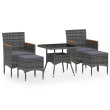 Tuinset poly rattan en gehard glas 80 x 80 x 75 cm Zwart en grijs