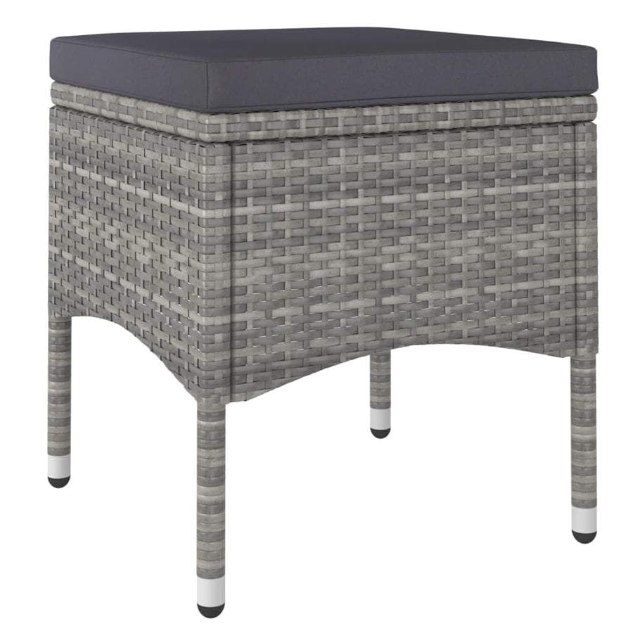 Tuinset poly rattan en gehard glas 80 x 80 x 75 cm Zwart en grijs