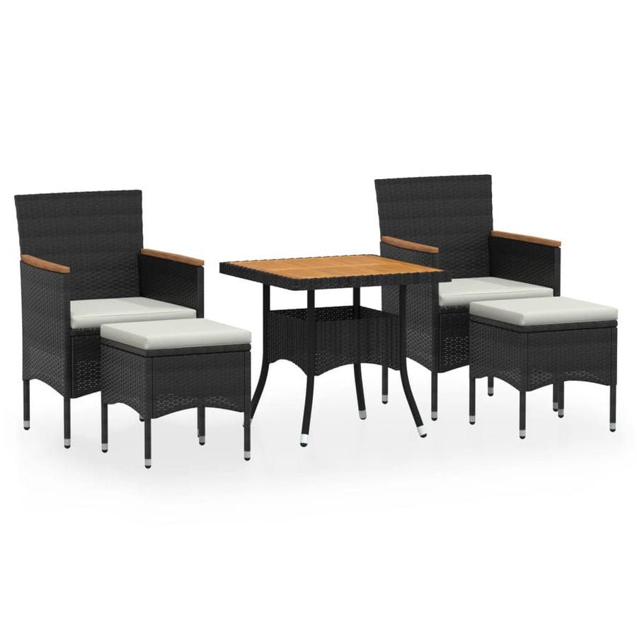Tuinset poly rattan en massief acaciahout 80 x 80 x 75 cm Bruin en zwart