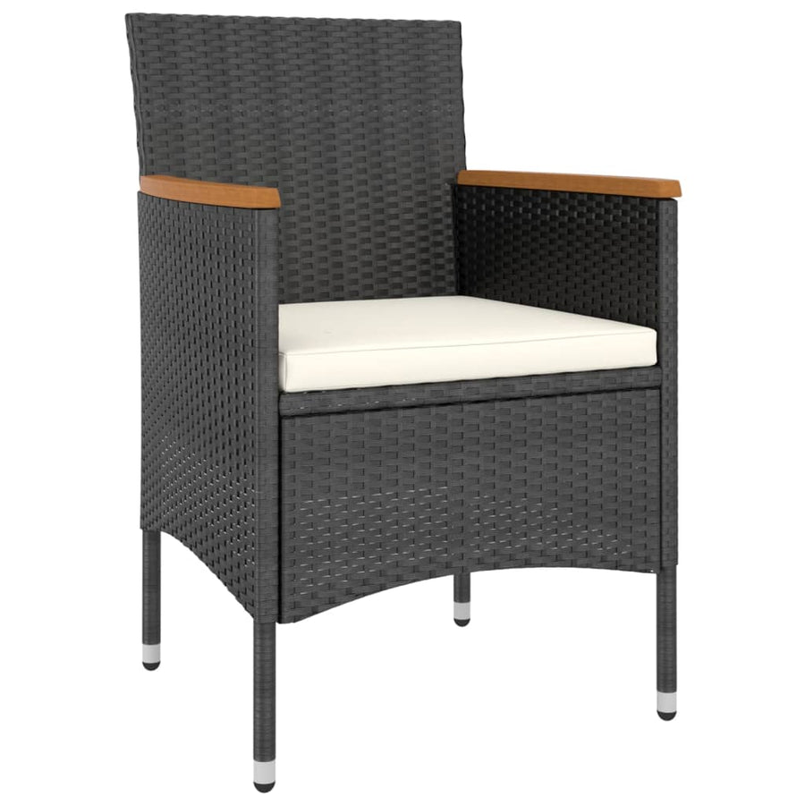 Tuinset poly rattan en massief acaciahout 80 x 80 x 75 cm Bruin en zwart