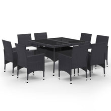 -Delige Tuinset Poly Rattan En Glas 9 Zwart