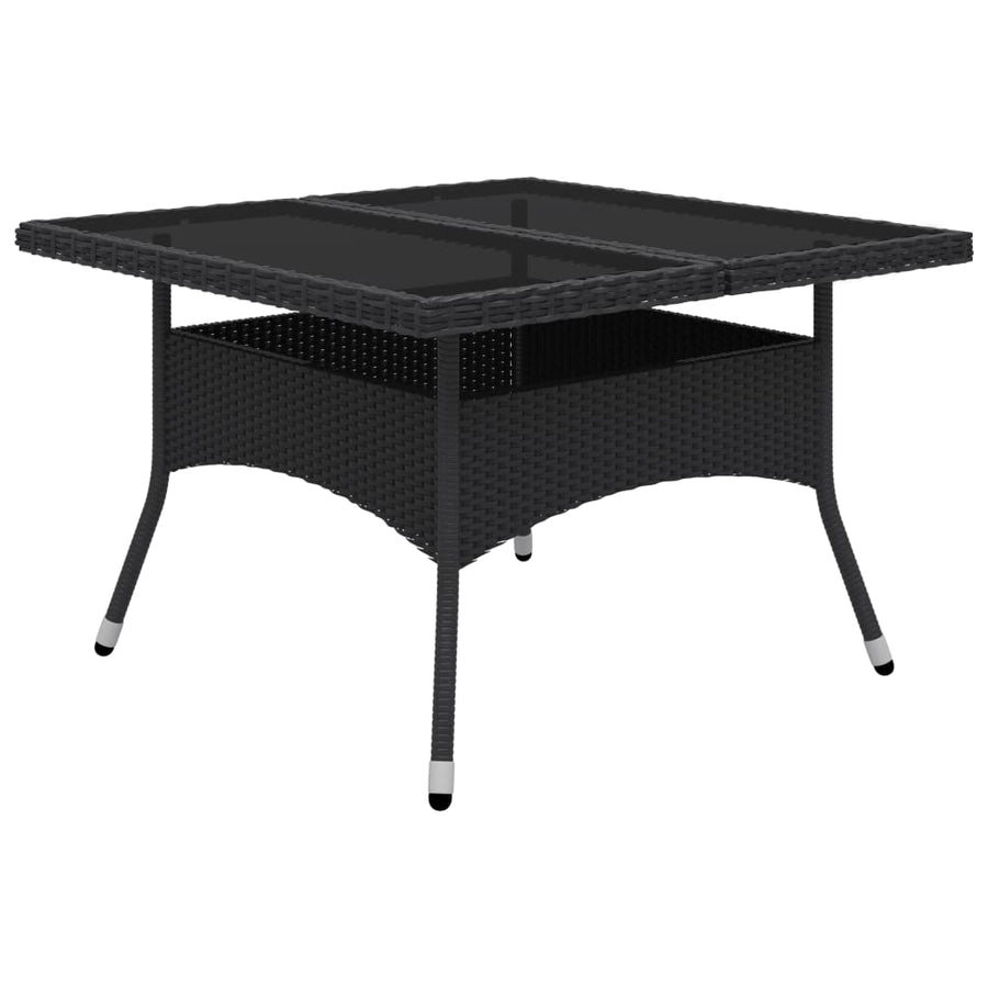 -Delige Tuinset Poly Rattan En Glas 9 Zwart