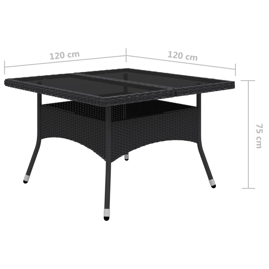 -Delige Tuinset Poly Rattan En Glas 9 Zwart