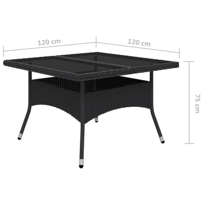 -Delige Tuinset Poly Rattan En Glas 9 Zwart