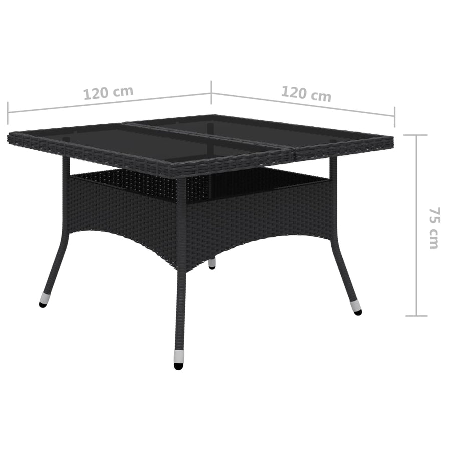 -Delige Tuinset Poly Rattan En Glas 9 Zwart