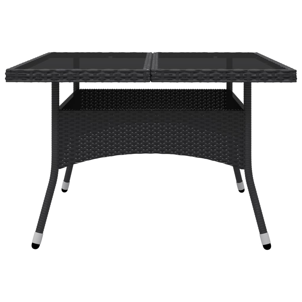 -Delige Tuinset Poly Rattan En Glas 9 Zwart
