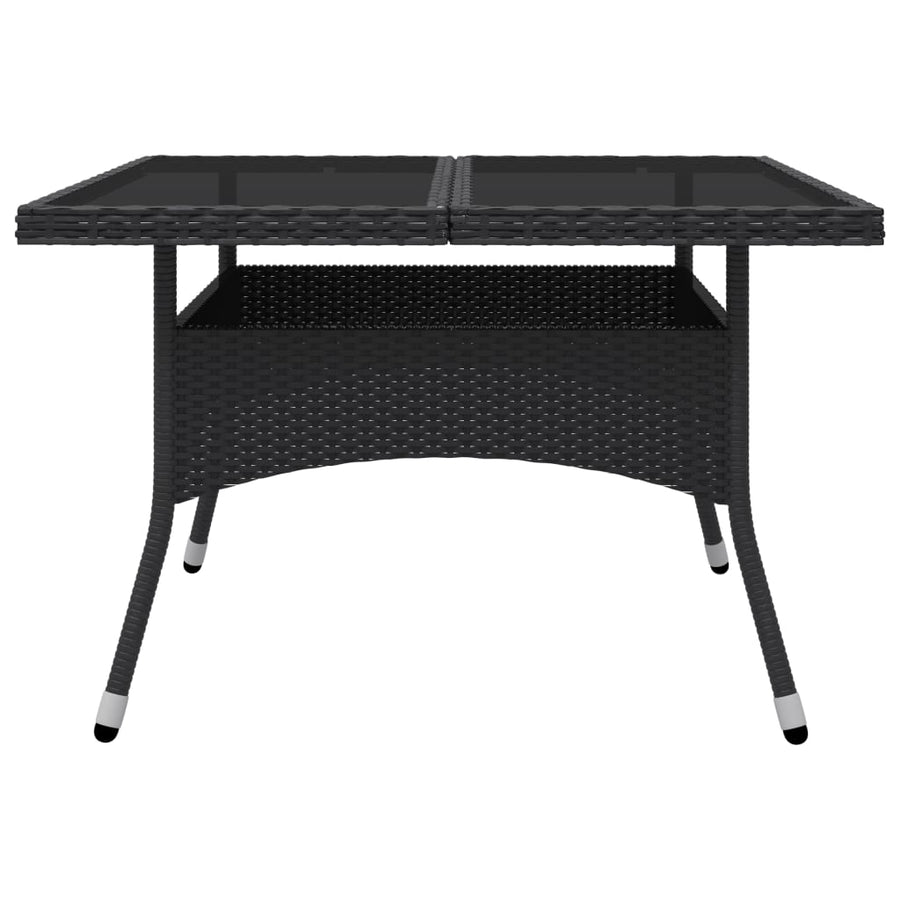 -Delige Tuinset Poly Rattan En Glas 9 Zwart