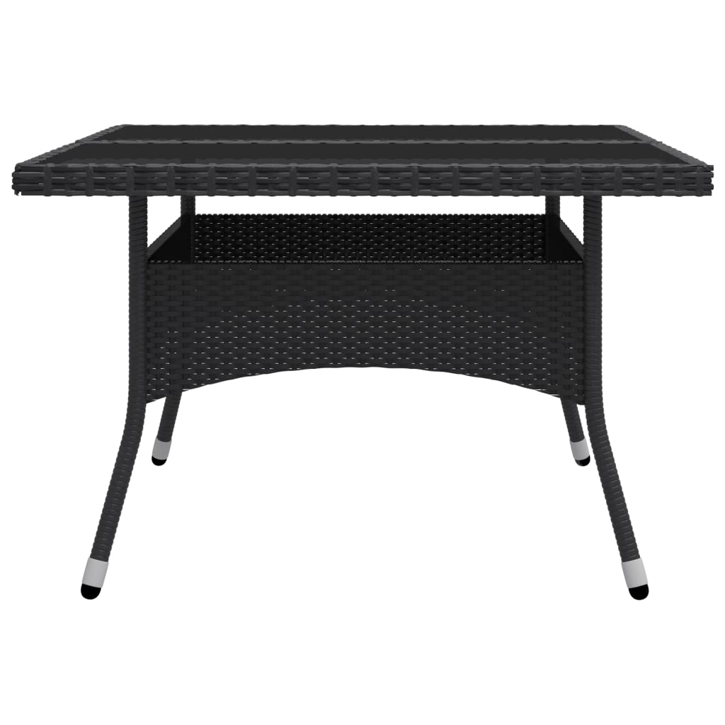 -Delige Tuinset Poly Rattan En Glas 9 Zwart
