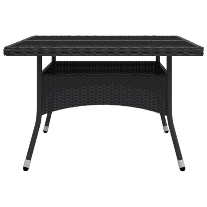 -Delige Tuinset Poly Rattan En Glas 9 Zwart