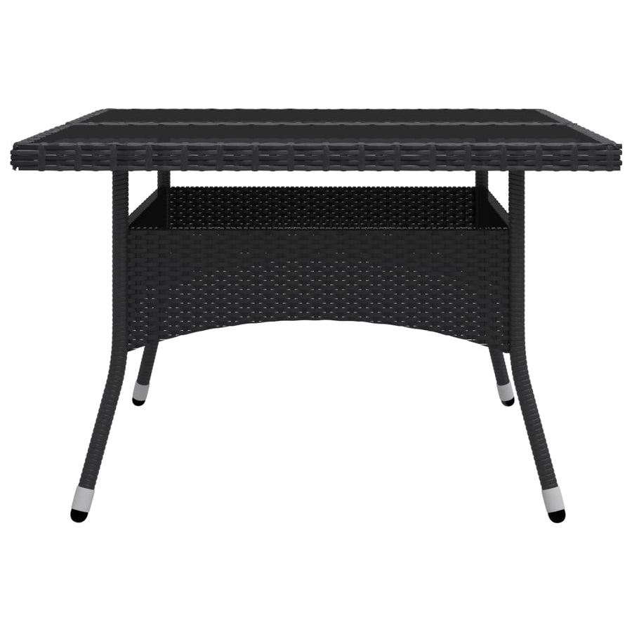 -Delige Tuinset Poly Rattan En Glas 9 Zwart