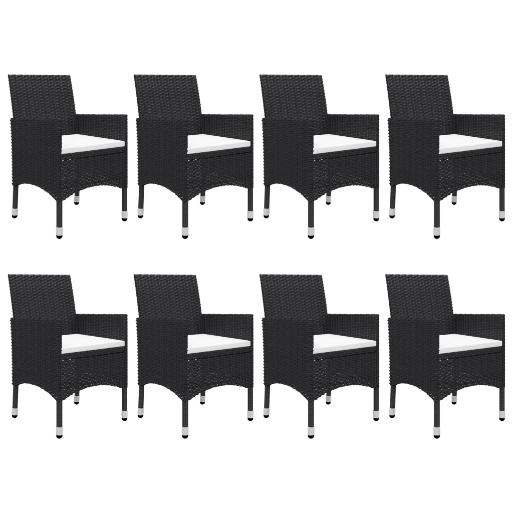 -Delige Tuinset Poly Rattan En Glas 9 Zwart
