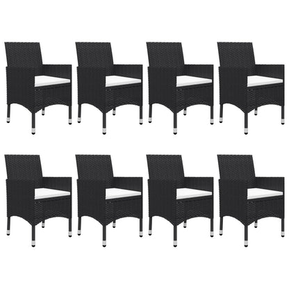 -Delige Tuinset Poly Rattan En Glas 9 Zwart