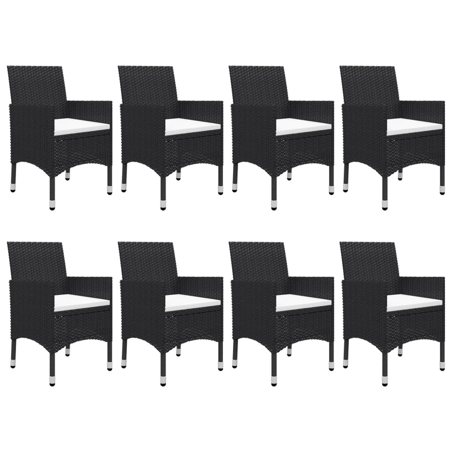 -Delige Tuinset Poly Rattan En Glas 9 Zwart