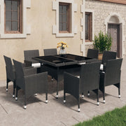 Tuinset poly rattan 9-delig zwart