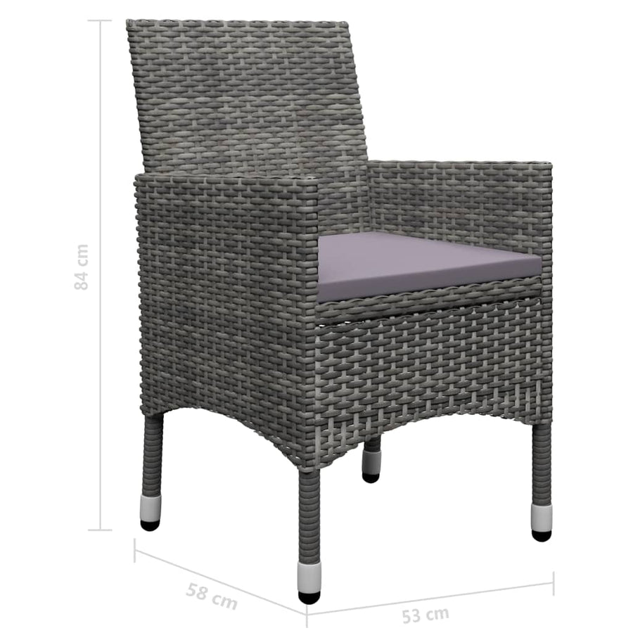-Delige Tuinset Poly Rattan En Glas 9 Grijs