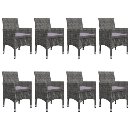 -Delige Tuinset Poly Rattan En Glas 9 Grijs